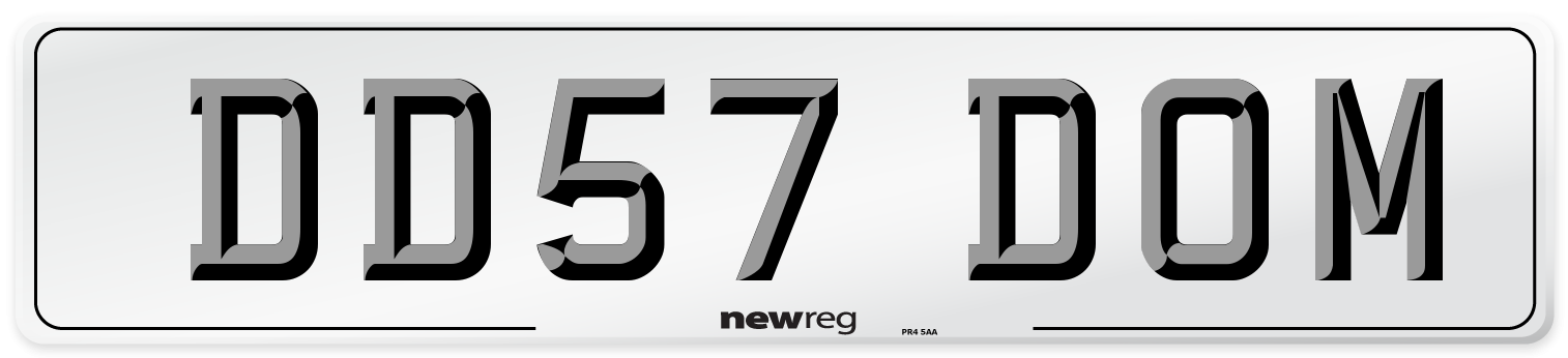 DD57 DOM Number Plate from New Reg